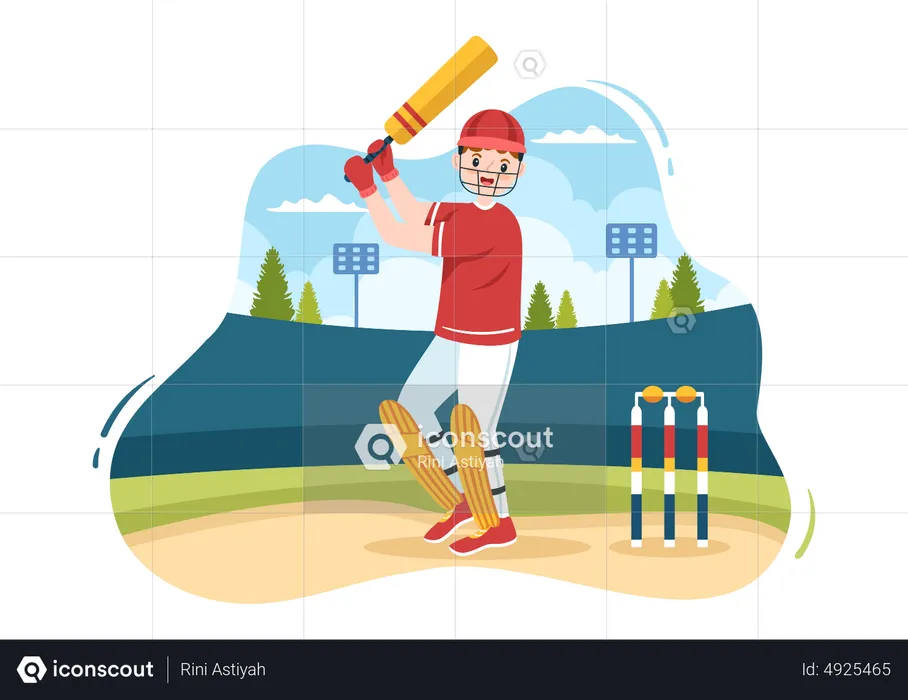Man playing cricket  Illustration