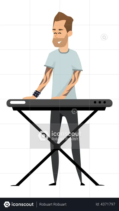Man playing digital piano  Illustration