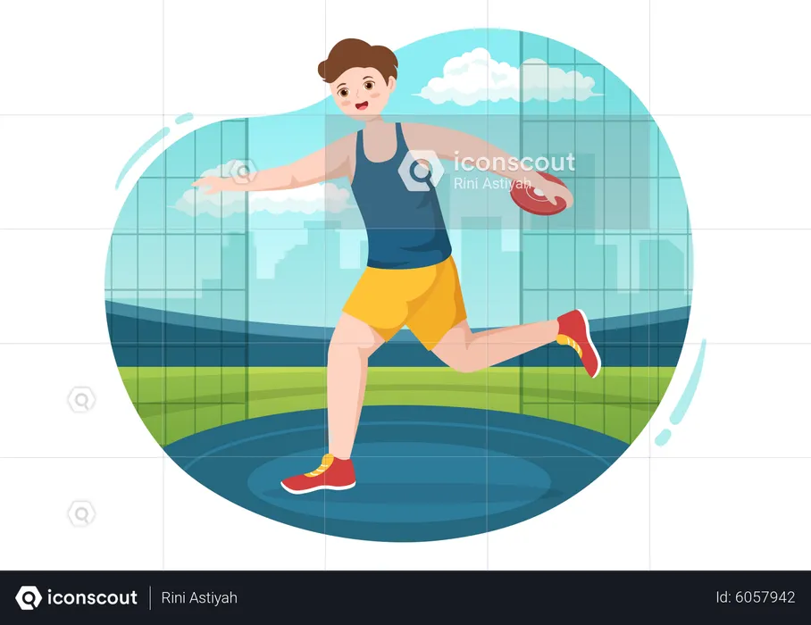 Man playing Discus Throw  Illustration