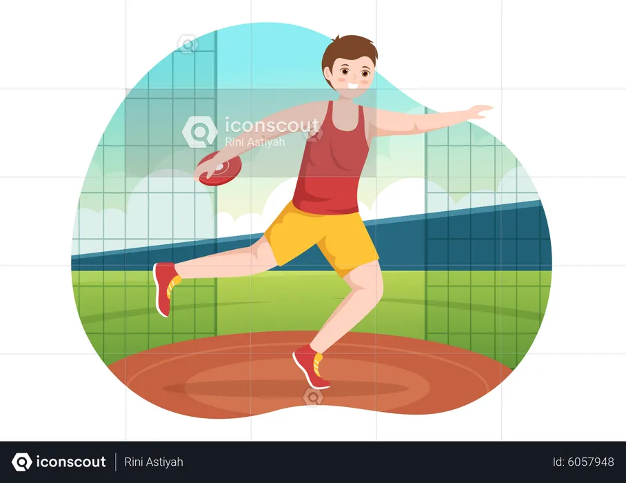 Man playing Discus Throw  Illustration