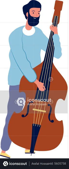 Man playing double bass  Illustration