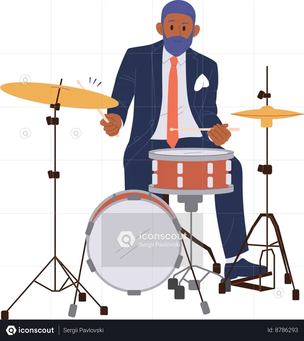 Man playing drum  Illustration