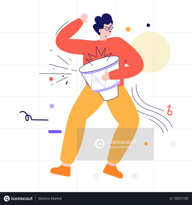 Man playing drum  Illustration