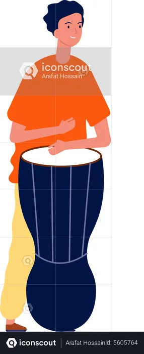 Man playing drum with hands  Illustration