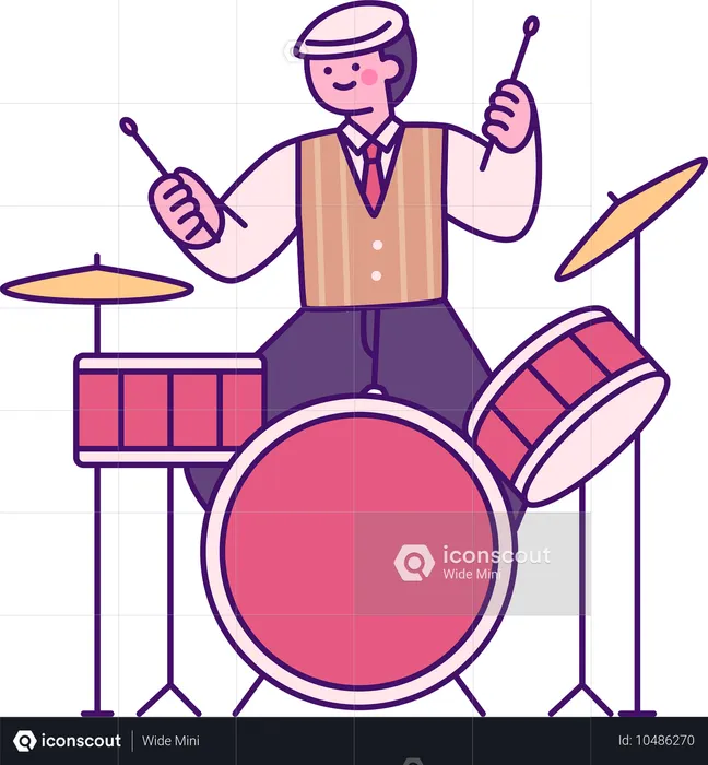 Man playing drummer  Illustration