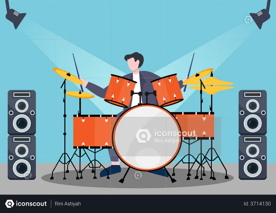 Man playing drums  Illustration
