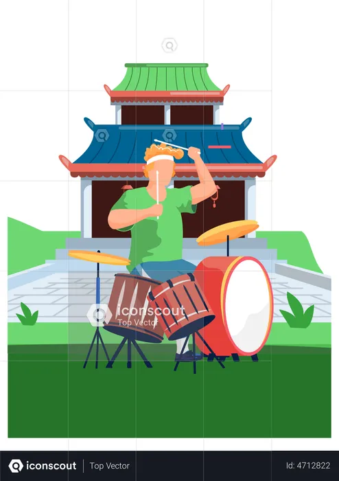 Man playing drums  Illustration
