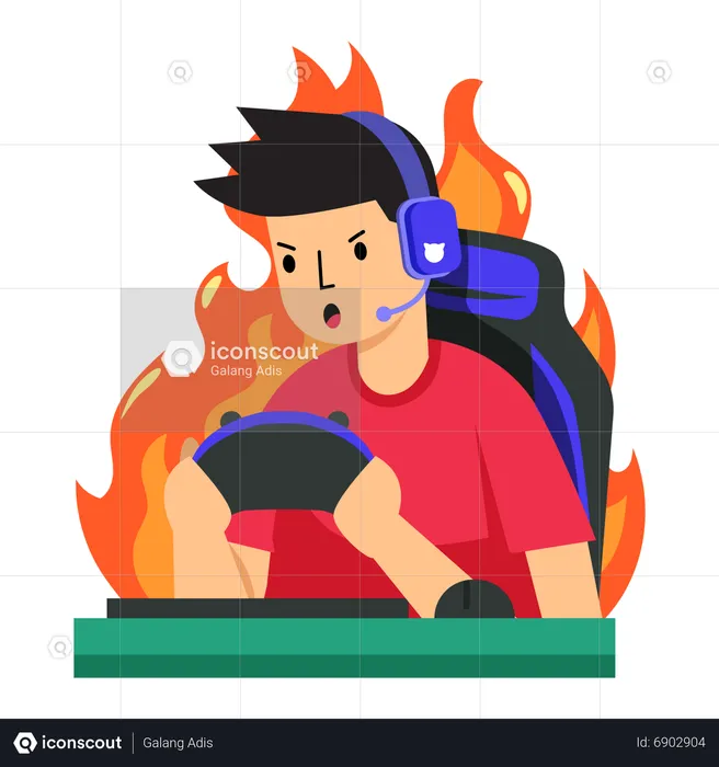 Man Playing Fire Moment  Illustration