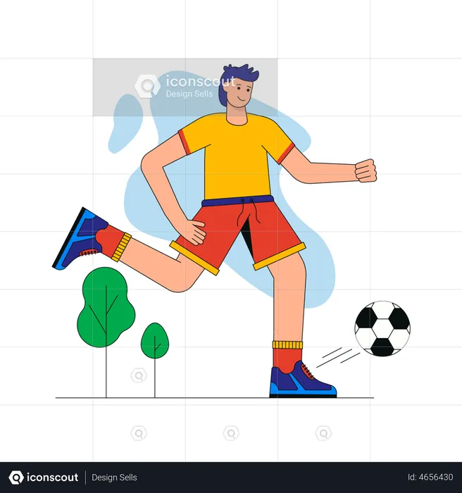 Man playing football  Illustration