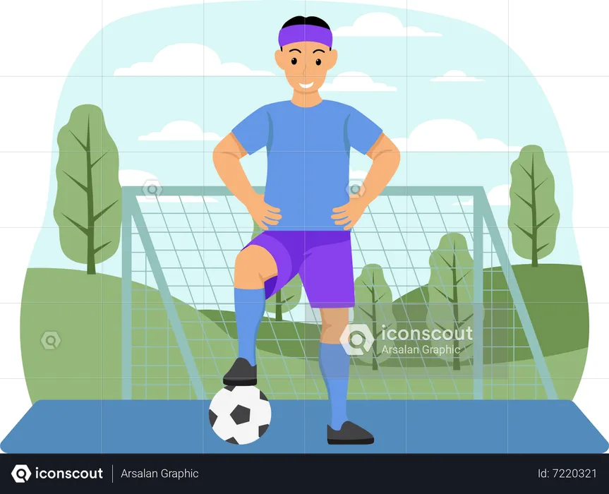 Man playing football  Illustration