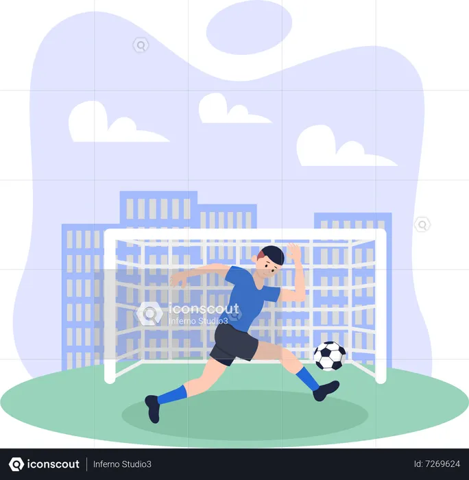 Man Playing Football  Illustration