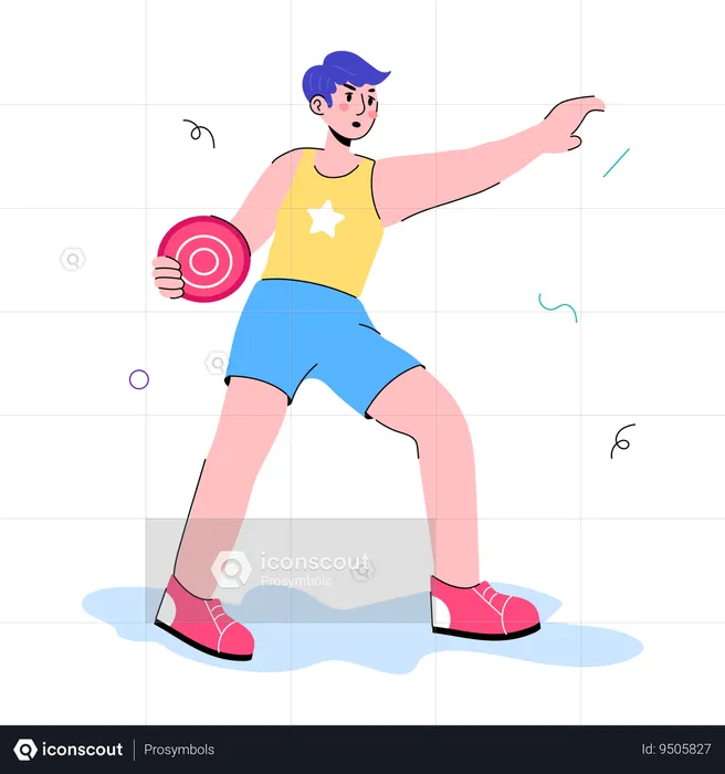Man Playing Frisbee  Illustration