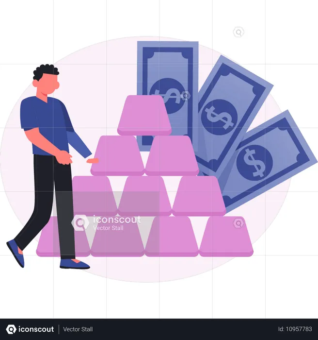 Man playing game for money  Illustration