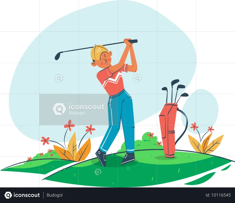 Man Playing Golf  Illustration