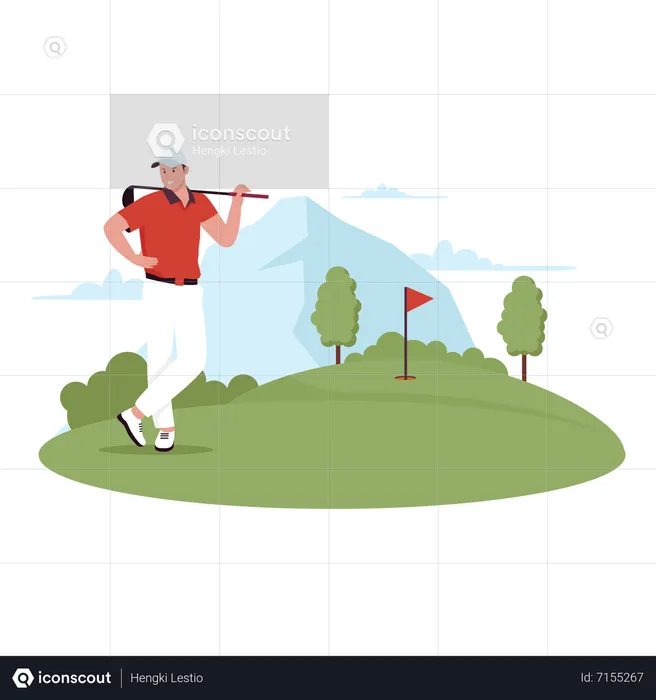 Man Playing Golf  Illustration