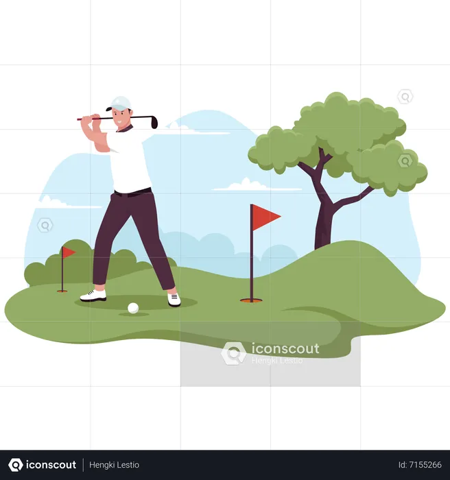 Man Playing Golf  Illustration