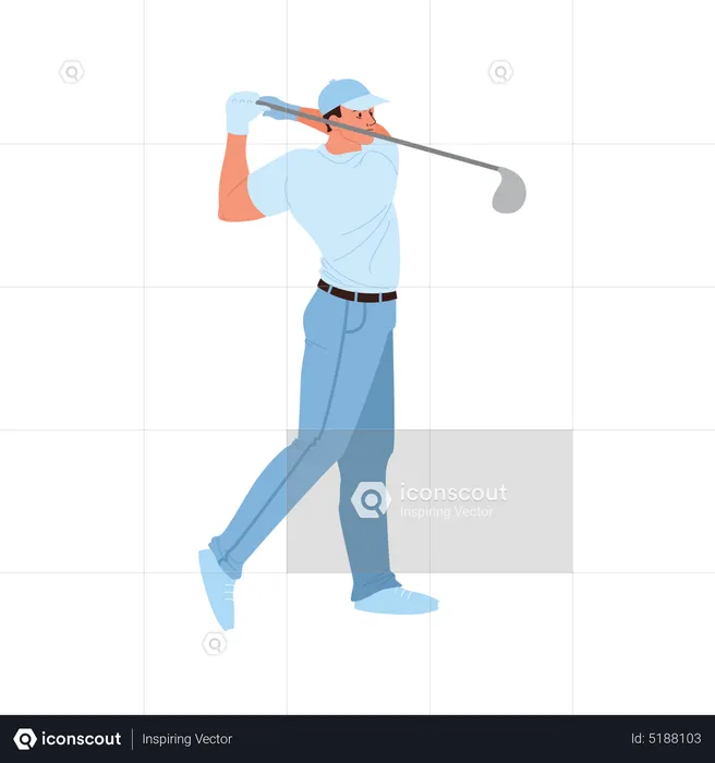 Man Playing Golf  Illustration