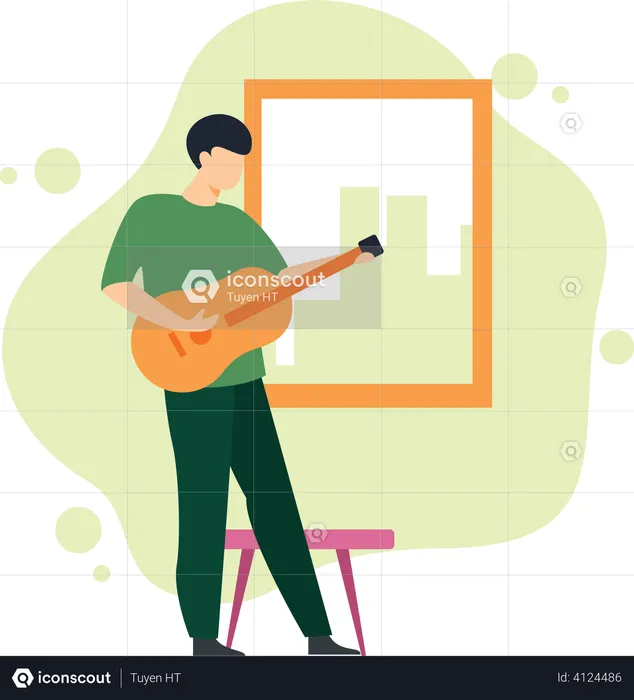 Man playing Guitar  Illustration