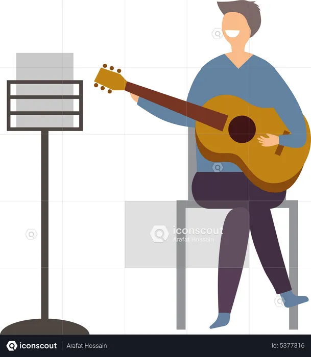 Man Playing Guitar  Illustration