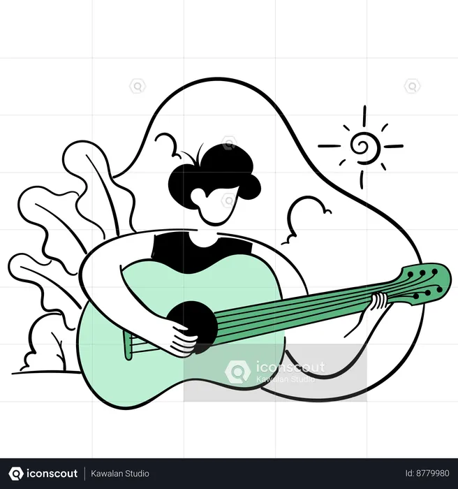 Man playing guitar music jam session  Illustration