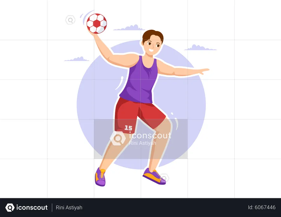 Man Playing Handball  Illustration