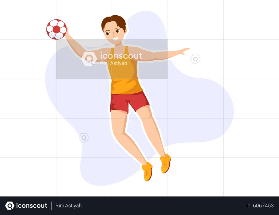 Man Playing Handball  Illustration