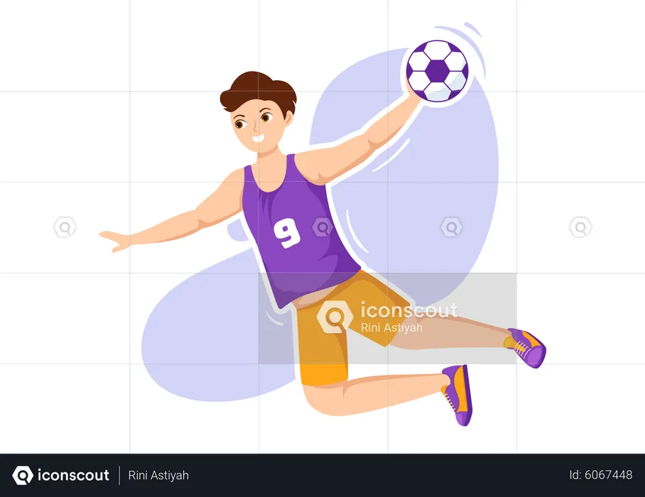 Man Playing Handball  Illustration