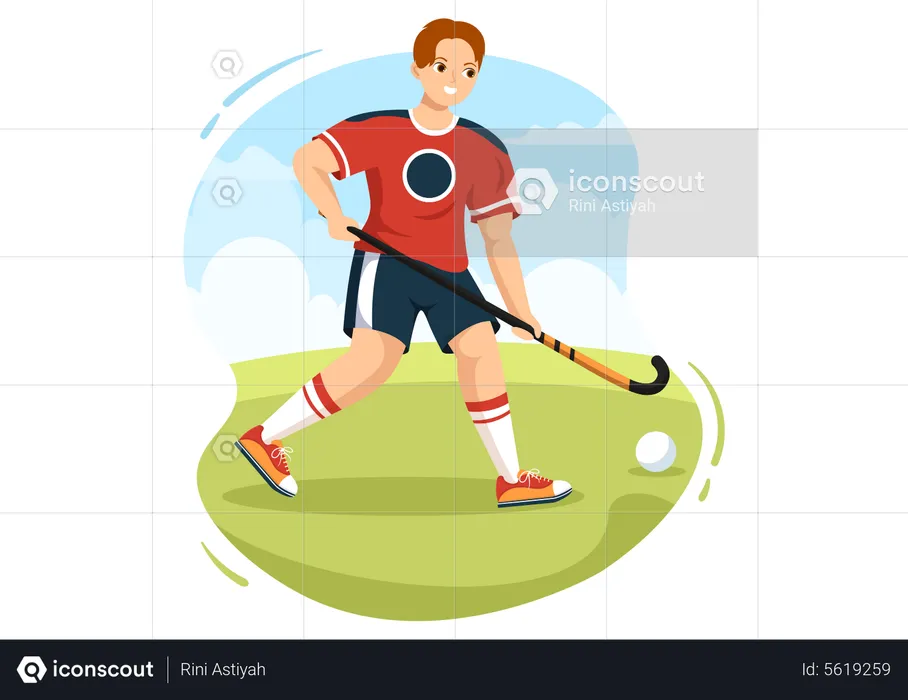Man Playing Hockey  Illustration