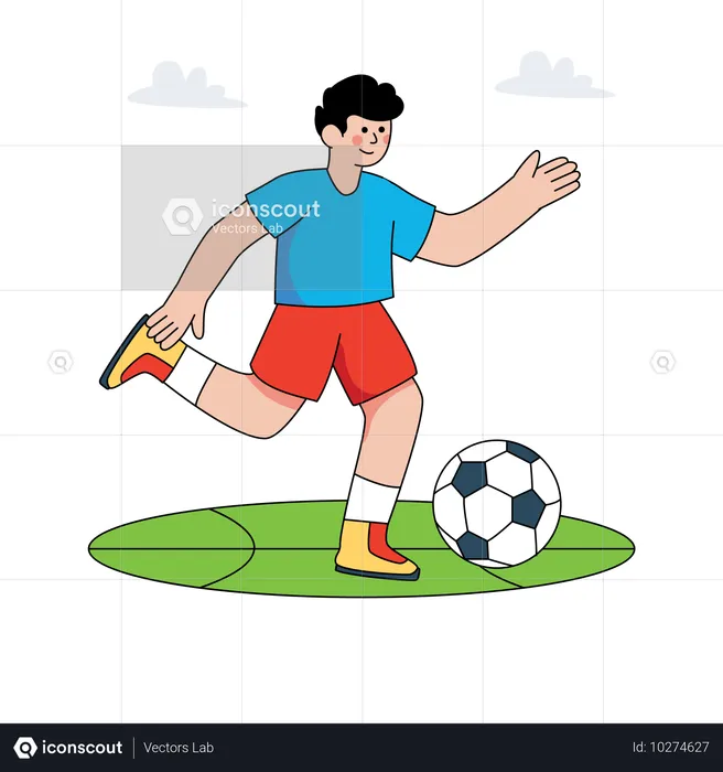 サッカーの試合でプレーする男性  イラスト