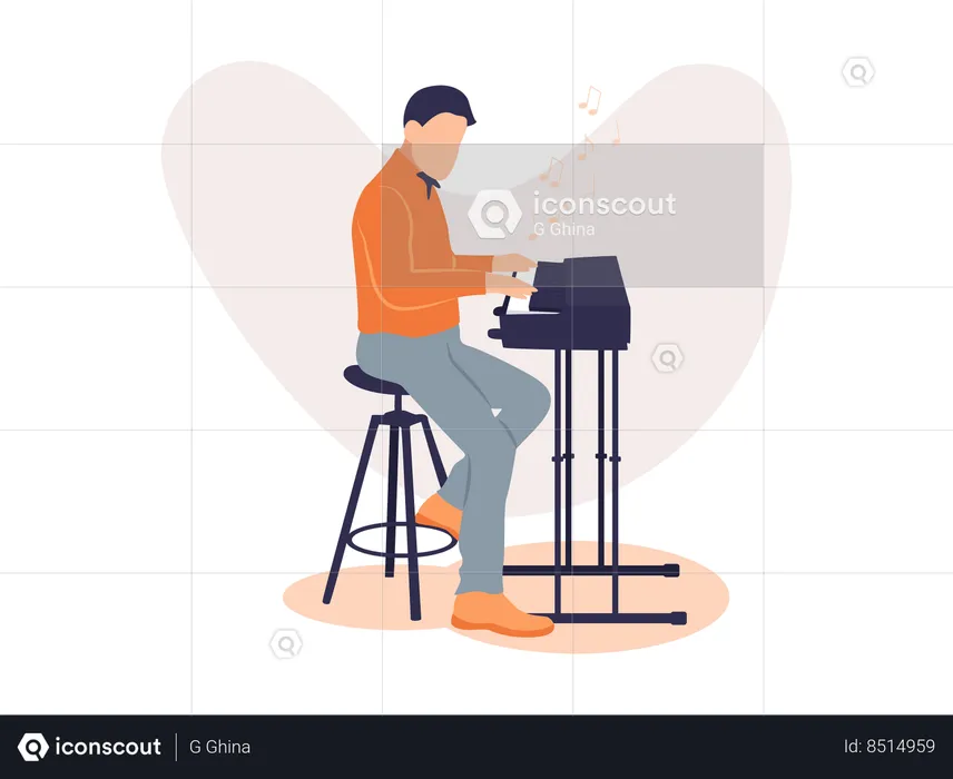 Man playing keyboard  Illustration