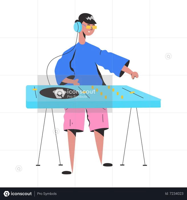 Man playing Music DJ  Illustration