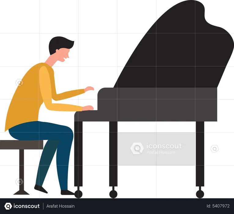 Man playing piano  Illustration