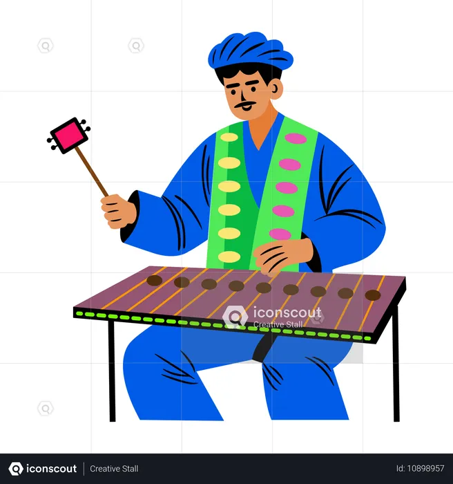 Man playing santoor  Illustration