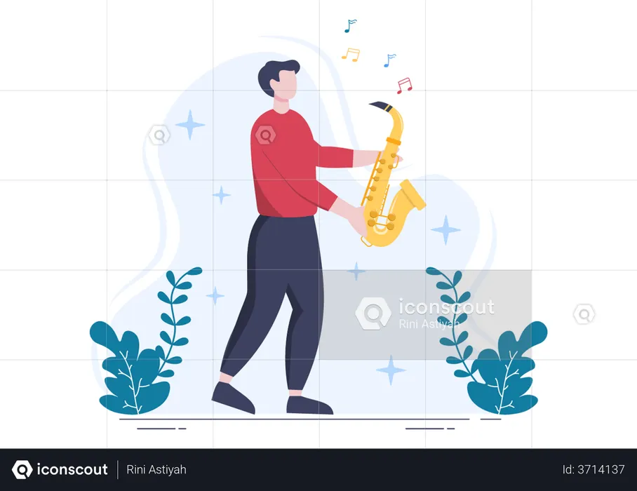 Man playing saxophone  Illustration