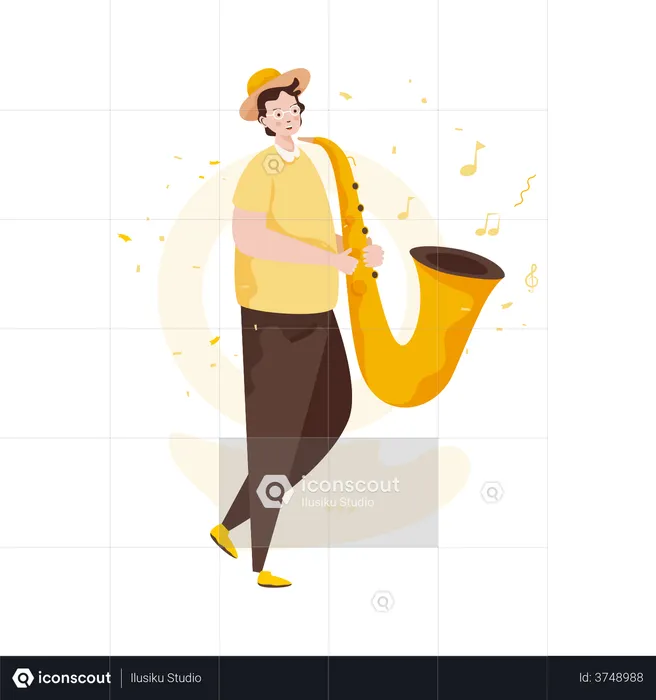Man Playing saxophone  Illustration