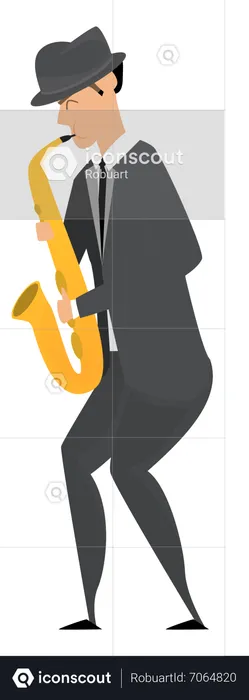 Man Playing Saxophone  Illustration