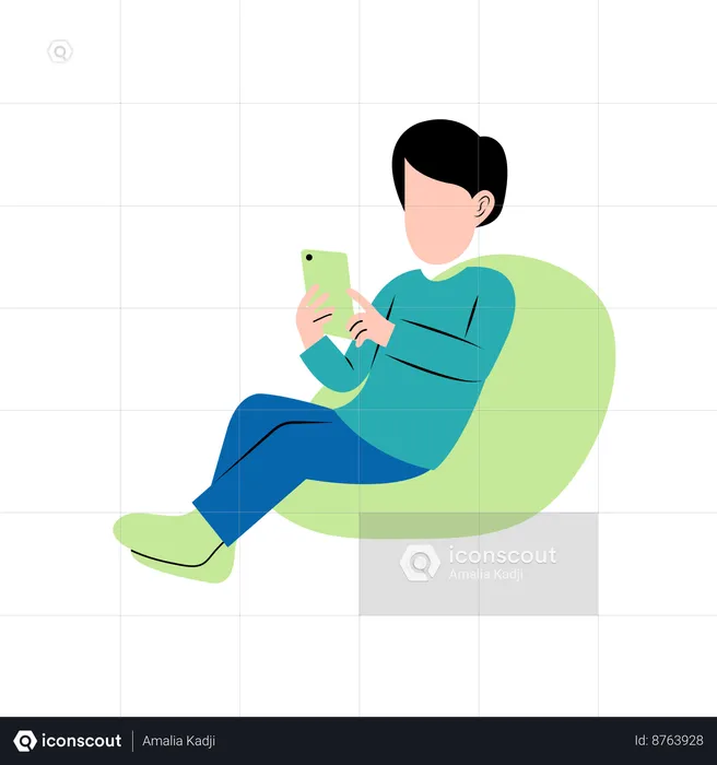 Man Playing Tablet On Couch  Illustration