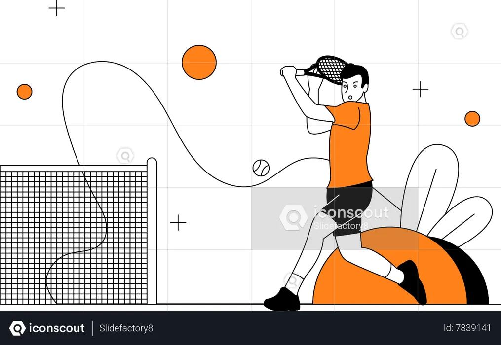 Man Playing Tennis  Illustration