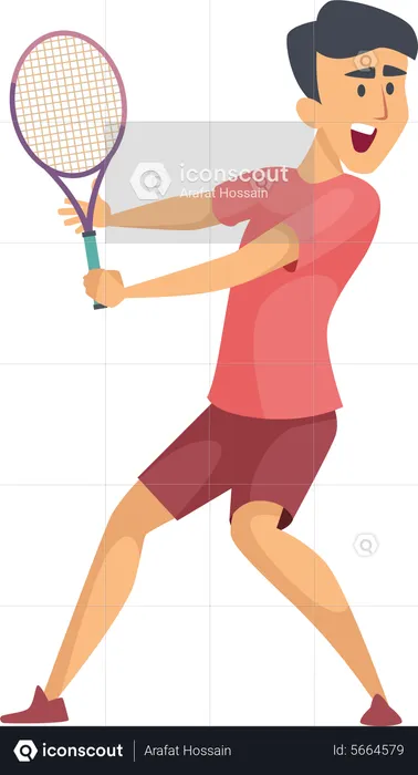 Man Playing Tennis  Illustration