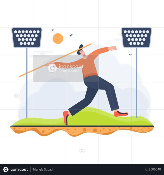 Man playing the javelin throw game  Illustration