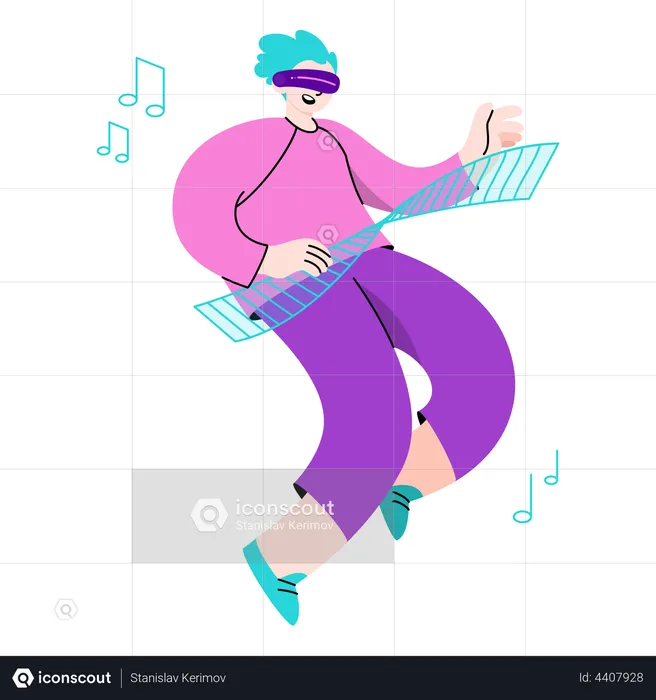 Man playing the virtual piano  Illustration