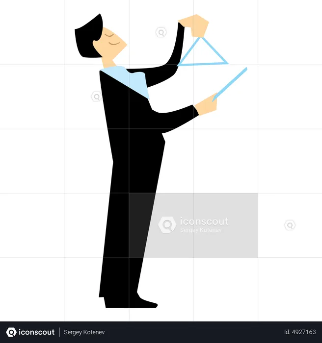 Man Playing Triangle  Illustration