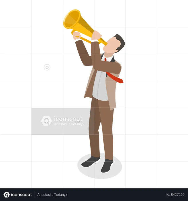 Man playing trumpet in musical band  Illustration