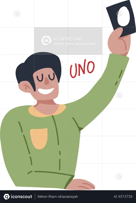 Man playing Uno game  Illustration