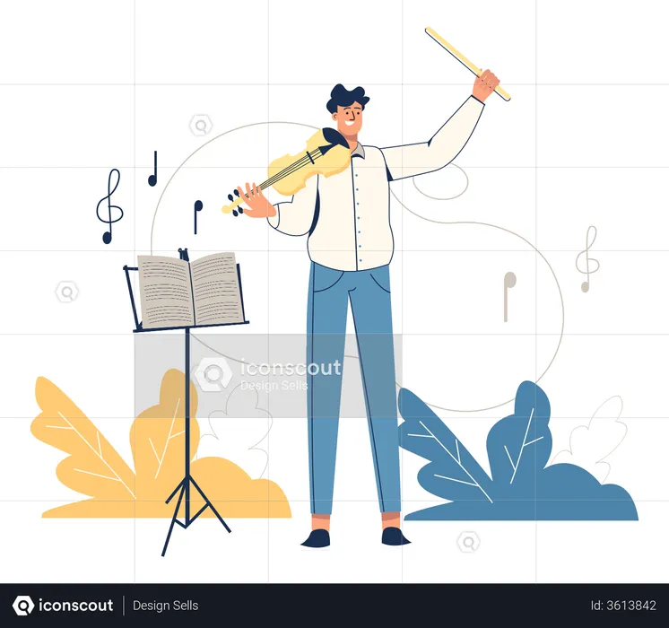 Man Playing Violin  Illustration