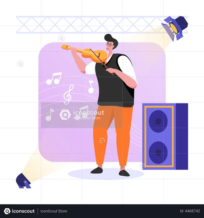 Man Playing Violin  Illustration