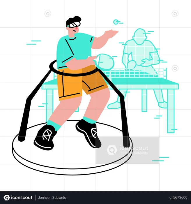 Man playing virtual table tennis  Illustration