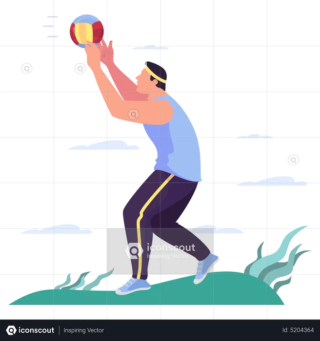 Man playing volleyball in the park  Illustration