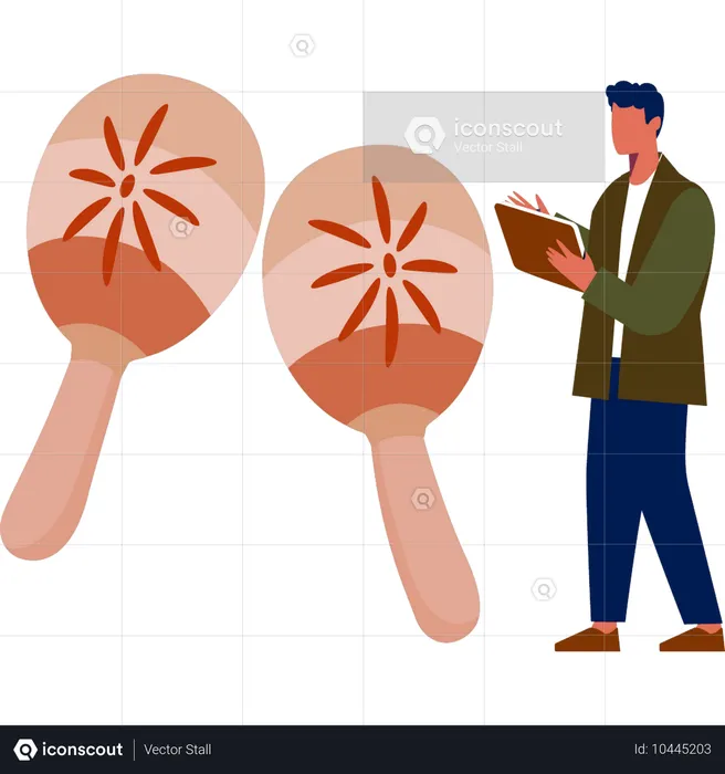 Man pointed out maracas music  Illustration