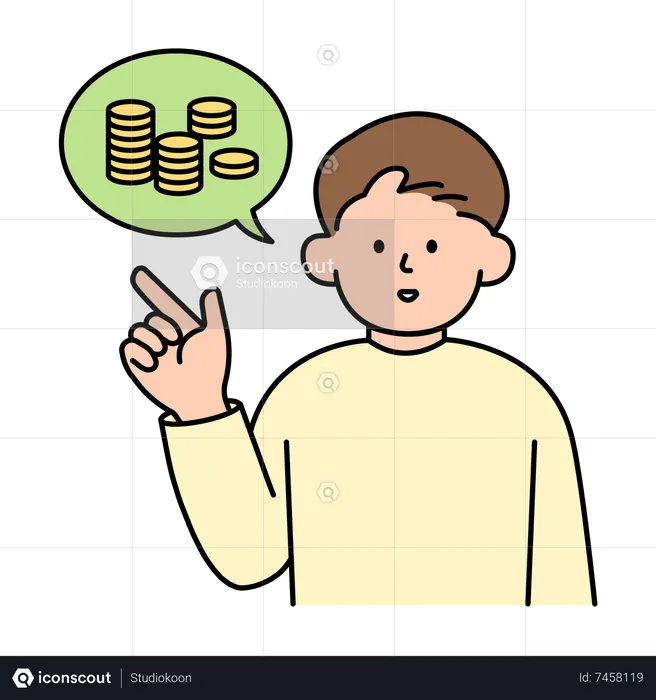 Man Pointing and Discussing Savings  Illustration